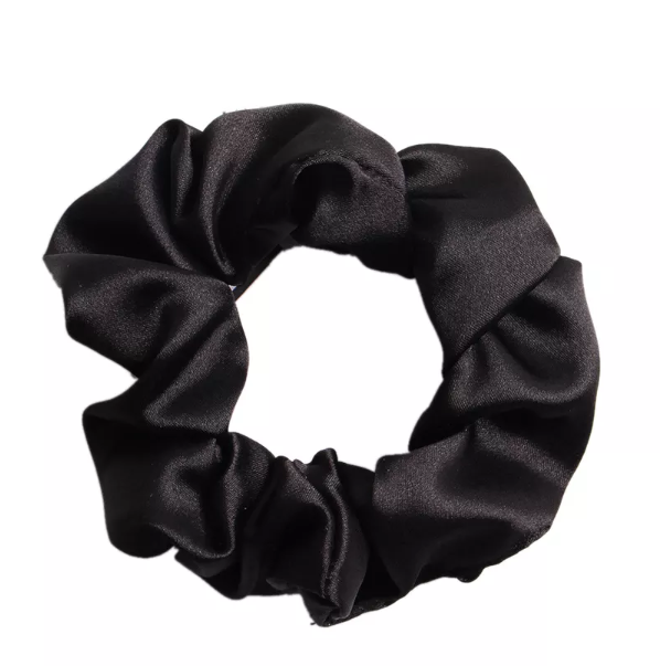 Pack of 2, Silk Satin Scrunchies Black & White