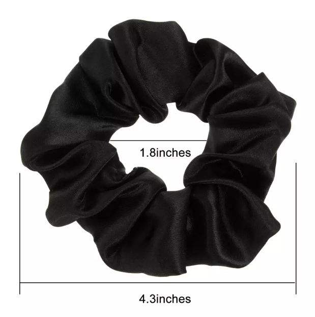 Pack of 2, Silk Satin Scrunchies Black & White